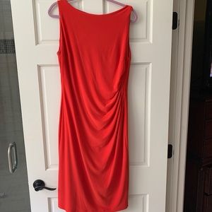 Lauren Ralph Lauren orange sleeveless dress with side ruching - size 14